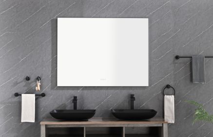 48x 36Inch LED Mirror Bathroom Vanity Mirror with Back Light;  Wall Mount Anti-Fog Memory Large Adjustable Vanity Mirror (Gun Ash: Gun Ash)