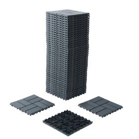 Plastic Interlocking Deck Tiles,44 Pack Patio Deck Tiles,12"x12" Square Waterproof Outdoor All Weather Use, Patio Decking Tiles for Poolside Balcony B (Color: as Pic)